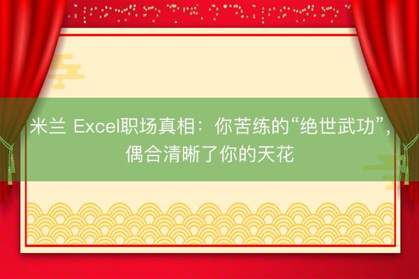 米兰 Excel职场真相：你苦练的“绝世武功”，偶合清晰了你的天花