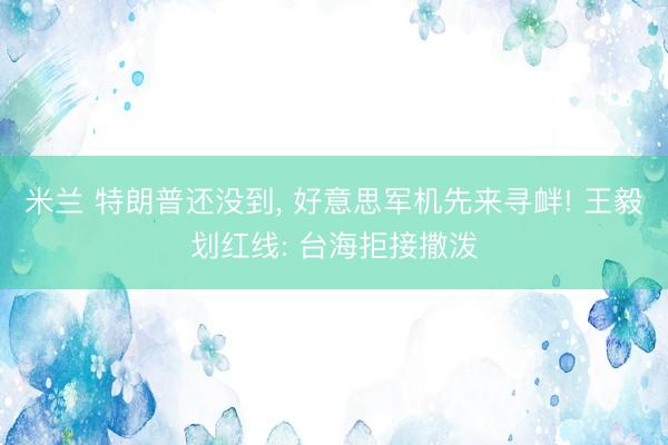 米兰 特朗普还没到, 好意思军机先来寻衅! 王毅划红线: 台海拒接撒泼