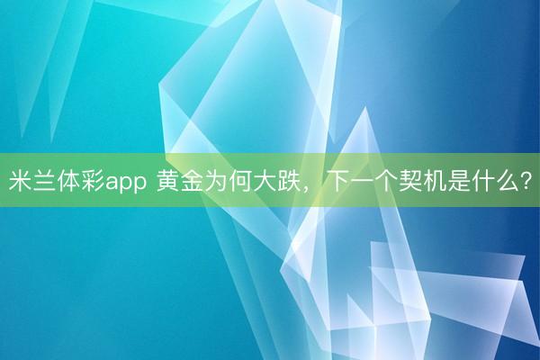 米兰体彩app 黄金为何大跌，下一个契机是什么？