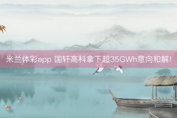 米兰体彩app 国轩高科拿下超35GWh意向和解!