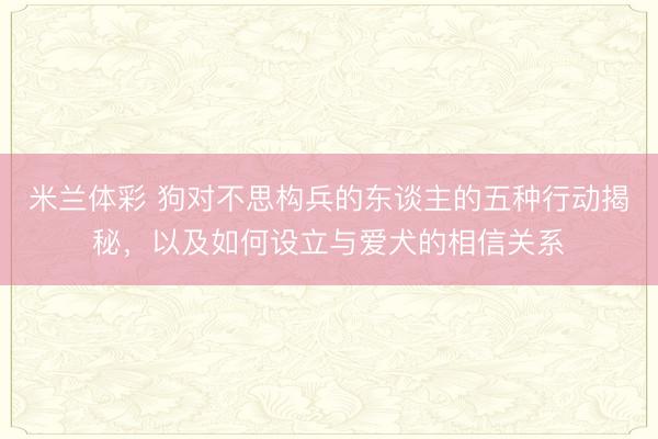 米兰体彩 狗对不思构兵的东谈主的五种行动揭秘，以及如何设立与爱犬的相信关系