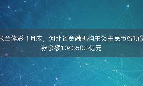 米兰体彩 1月末,河北省金融机构东谈主民币各项贷款余额104350.3亿元