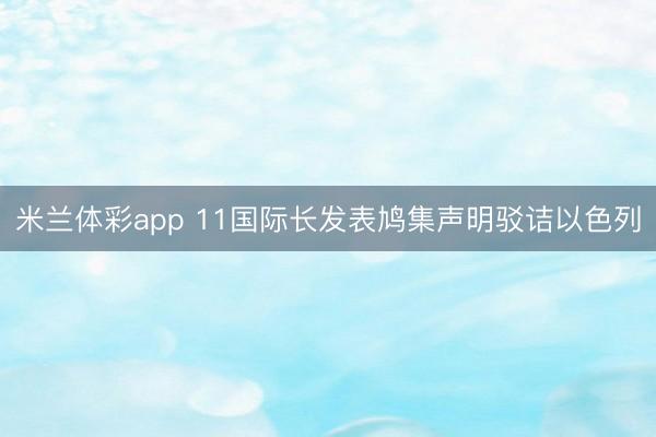 米兰体彩app 11国际长发表鸠集声明驳诘以色列