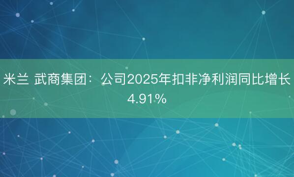 米兰 武商集团：公司2025年扣非净利润同比增长4.91%
