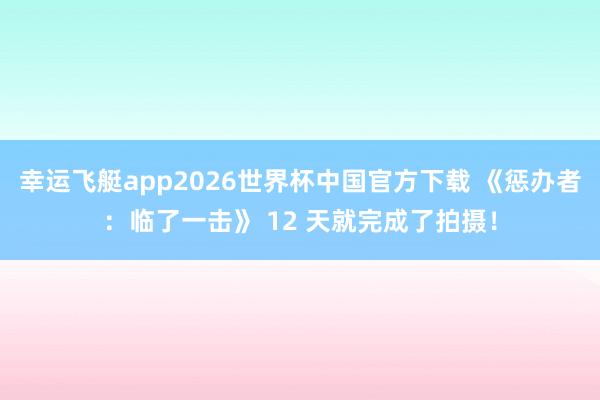 幸运飞艇app2026世界杯中国官方下载 《惩办者:临了一击》 12 天就完成了拍摄!